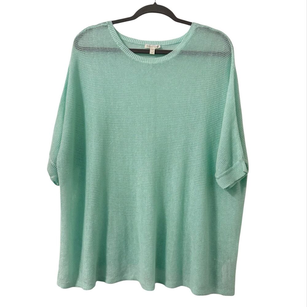 Eileen Fisher Fine Gauge Linen Mesh Pullover Small Organic Lagenlook Minimalist